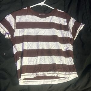 Brown and White Striped T-Shirt